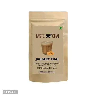 Jaggery Chai Tea Powder Blended Natural Organic Jaggery With CTC Assam Tea ( 100 Gm 50 Cups)-thumb0