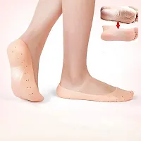 Kiyansh Enterprise 1 Pair Anti Crack Full Length Silicone Gel Foot Protector Moisturizing Socks for Foot-Care and Heel Cracks Socks for Cracked Feet, Heel Pad for Heel Pain Relief Men And Women (Beige-thumb1