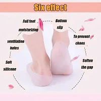 Kiyansh Enterprise 1 Pair Anti Crack Full Length Silicone Gel Foot Protector Moisturizing Socks for Foot-Care and Heel Cracks Socks for Cracked Feet, Heel Pad for Heel Pain Relief Men And Women (Beige-thumb2