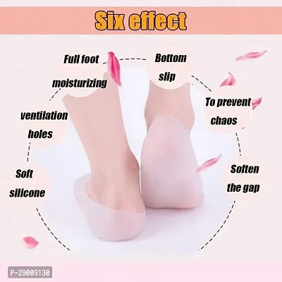 Kiyansh Enterprise 1 Pair Anti Crack Full Length Silicone Gel Foot Protector Moisturizing Socks for Foot-Care and Heel Cracks Socks for Cracked Feet, Heel Pad for Heel Pain Relief Men And Women (Beige-thumb3