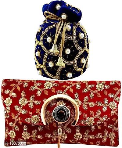 PURSEO Golden Clutch Pearl Purses for Women Handbag Bridal Evening Clutch  Bags for Party Wedding / Dulhan