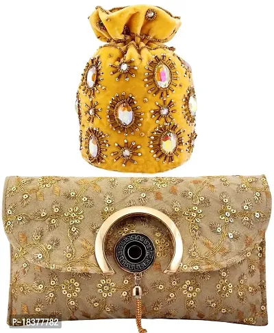 Gold Potli Bag | Gold and Sliver Beaded Studded Clutch | Party Clutch Sling  | Wedding Purse in Gold | Handmade Embellished Lotus Potli Bag | Potli bags,  Wedding purse, Studded clutch