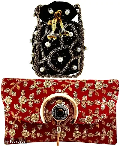 Buy Peora Embroidered Potli Bags Handmade Ethnic Purse Evening Handbags  Stylish Maroon - P88M online