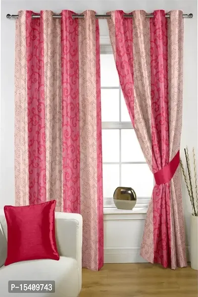 PVR Fashion Trendy Window Printed Curtain Set of 2 (Size -Window 46 X 60 inch/Color -Pink)