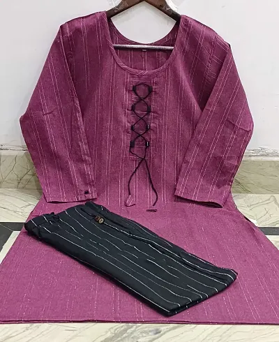 Stylish Khadi Cotton Embroidered Kurta Bottom Set