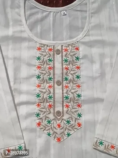 White Khadi Cotton Kurti for Women-thumb2