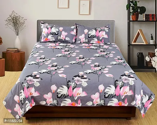 Comfortable Glace Cotton Double Bedsheet with Pillow Covers-thumb0