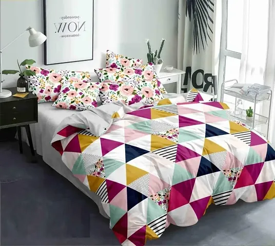 Glace Cotton Double Bedsheet with Two Pillow Cover