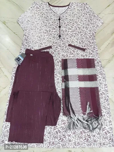 Stylish Fancy Designer Khadi Cotton Kurta With Bottom Wear And Dupatta Set For Women-thumb0