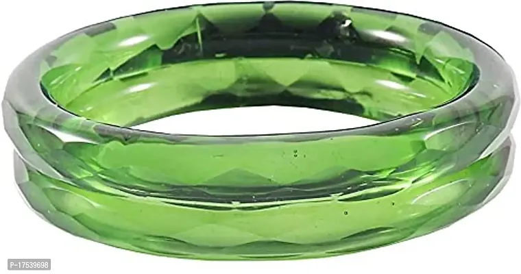 Dreamy Designs crystal glass kada for women and girls (pack of 2) (Green, 2.8)