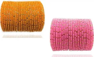 Dreamy designs glass bangles valvet set multicolours (pack of 48)-thumb1