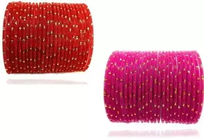 DREAMY DESIGNS glass valvet colours full Bangle set (pack of 48)-thumb1