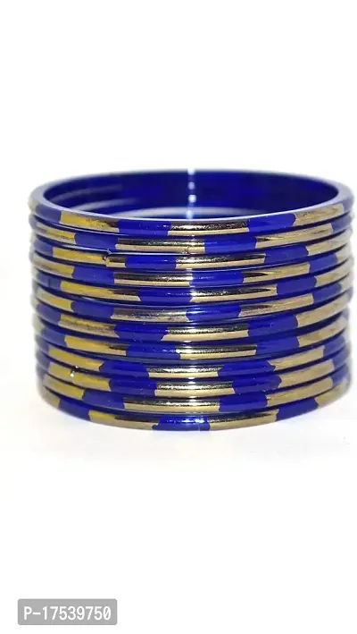 Dreamy Designs anju gold polish glass bangle set (pack of 12)