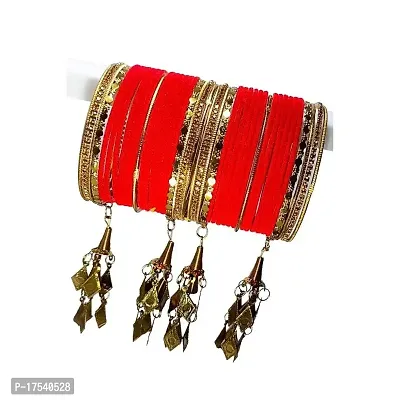 DREAMY DESIGNS Golden Kalire and Color Velvet Metal Bangles Set (Pack Of 42) For Women  Girl's Special Uses Marriage, Partywear, Ceremony,Festival, Pooja.-thumb2