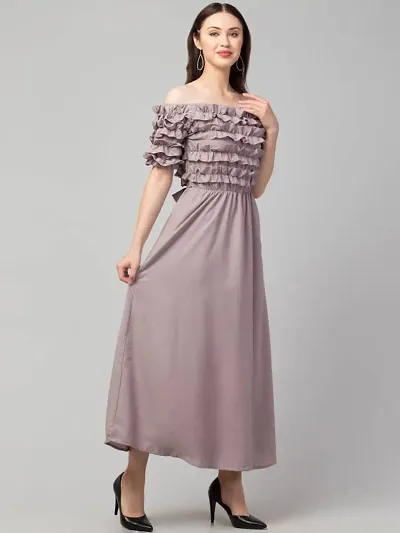 P.C. Perry Collection Women Stylish Fashionable Women Top Frilled Elegant Design Ankle Length Long Dress