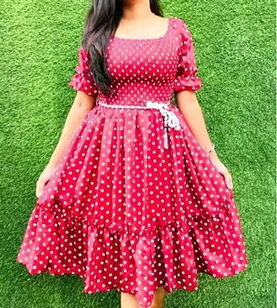 Classic Crepe Polka Dotted Dresses for Women