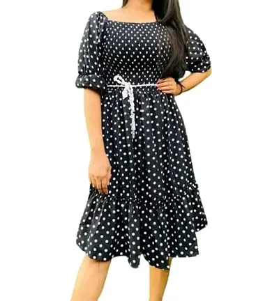 Hot Selling Polka Dot Crepe Dresses For Women