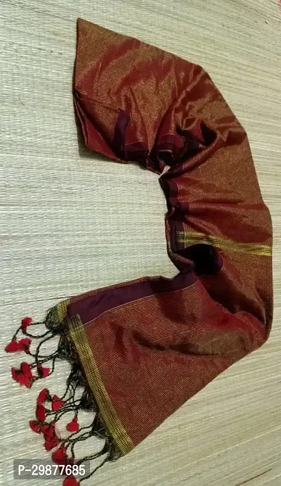 Stylish Cotton Maroon Zari Saree without Blouse piece-thumb0