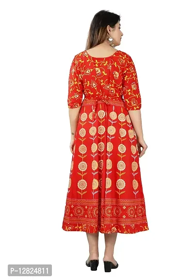 Buy Jaipuri Fashionista Women s Jaipuri Rajasthani Traditional Printed Casual Long Cotton Maxi Frock Dress red 1 Free Size Upto 42 Xl Online In India At Discounted Prices