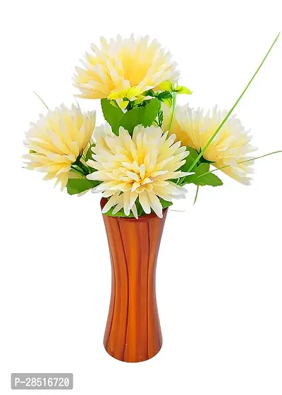 Attractive  Yellow Artificial Flowers Bunch  With Wooden Stand  for Home Decor( Pack of 1 )