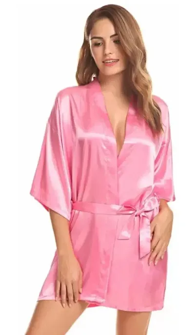 GC GLORIOUS CHOICE Women Satin Babydoll Kimono Nightwear Robe