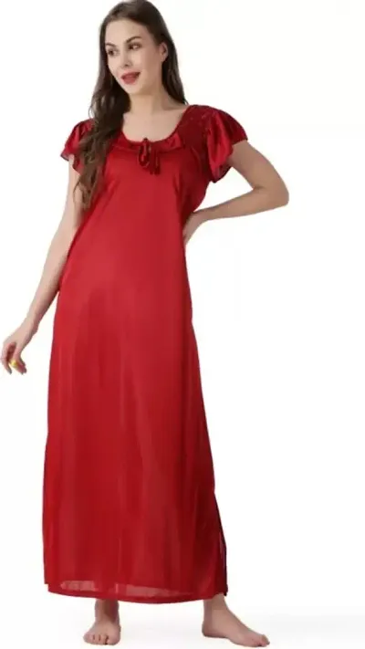 Classic Satin Solid Nighty for Women