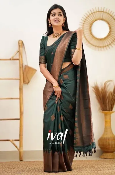 Trending Silk Blend Saree with Blouse piece 