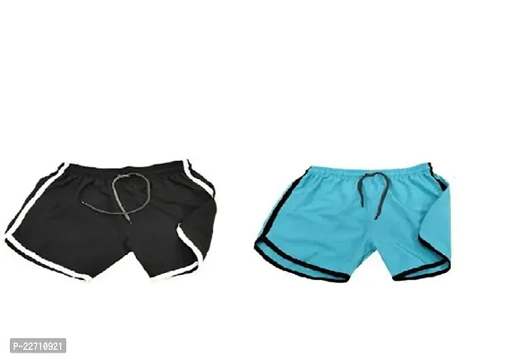 Stylish Multicoloured Cotton Solid Sports Shorts For Men Pack Of 2
