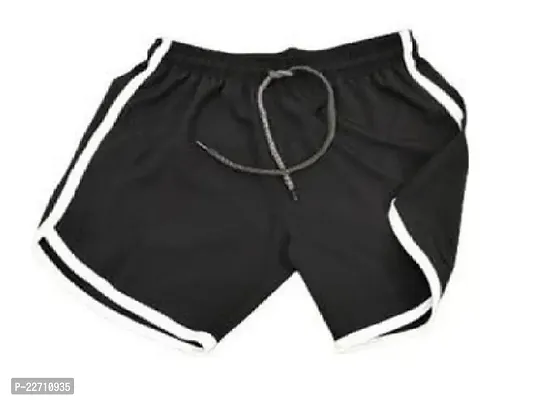 Stylish Black Cotton Solid Sports Shorts For Men Pack Of 1