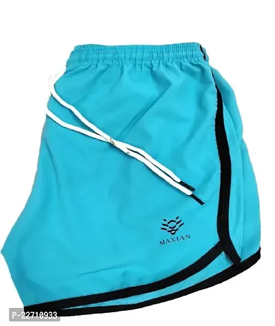 Stylish Blue Cotton Solid Sports Shorts For Men Pack Of 1-thumb0