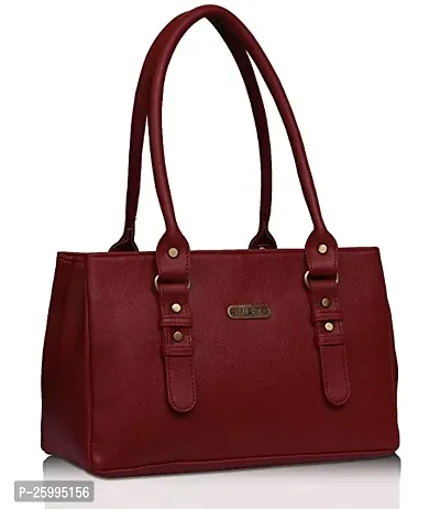 Stylish Maroon PU Solid Handbags For Women-thumb0