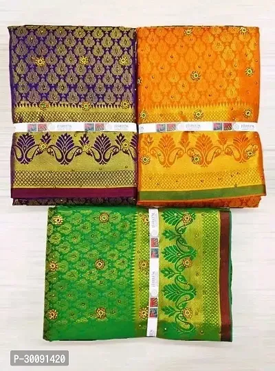 Trendy Art Silk Embroidered Sarees Combo With Blouse Piece-Pack of 3-thumb0