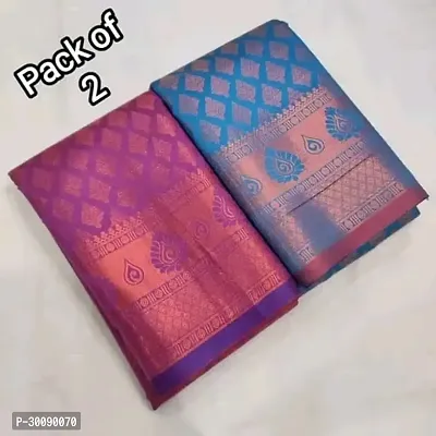 Trendy Art Silk Brocade Combo Sarees With Blouse Piece-Pack of 2-thumb0