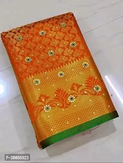 Trendy Art Silk Brocade Sarees With Blouse Piece-thumb0