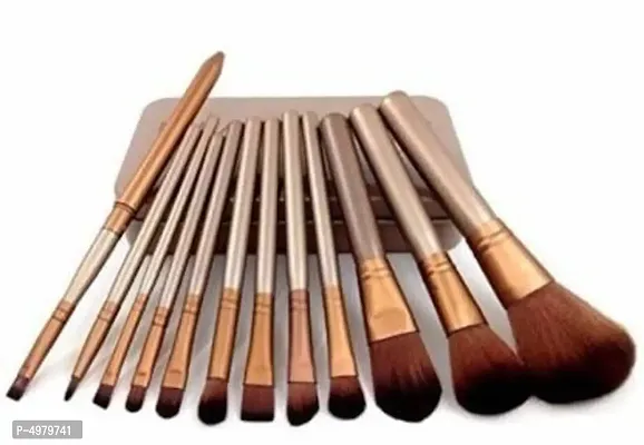 Professional Makeup Brush Set (12 Pcs) With Gold Tin  (Pack Of 12)