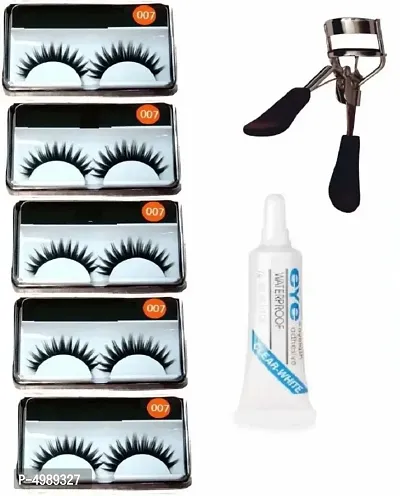5 Pairs Beauty Makeup Handmade Messy Cross Style False Eyelashes With Eye Lashes Glue  And Curler