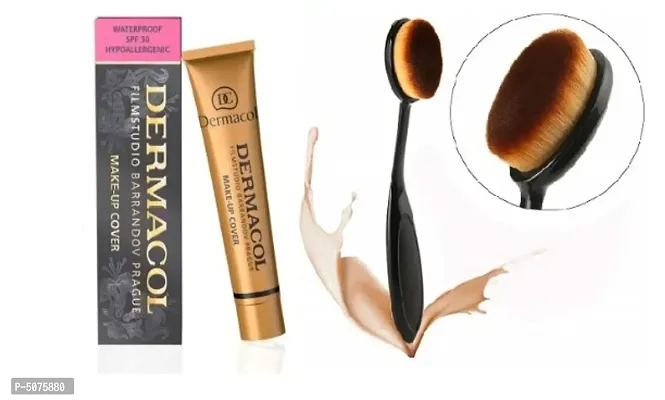 Dermacol Waterproof Make-Up Cover Foundation With Oval Foundation Brush