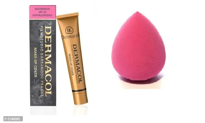 Dermacol Waterproof Make-Up Cover Foundation With Multicoloured Sponge Puff-thumb0