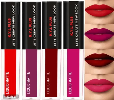 Long lasting liquid matte lipsticks pack of 4-thumb0