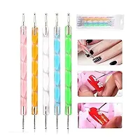 Combo Set OF 100 PiCs White Acrylic Nails With Glue. 48 Glitter Bottel nails Art Dotting Pen tool Kit For Nils Decorating Nails and Stamping 5pcs in One Pack-thumb1