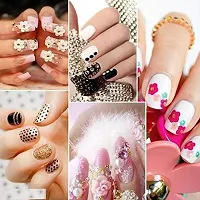 Combo Set OF 100 PiCs White Acrylic Nails With Glue. 48 Glitter Bottel nails Art Dotting Pen tool Kit For Nils Decorating Nails and Stamping 5pcs in One Pack-thumb3