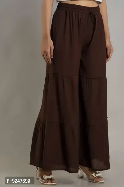 DORIYA Women Regular Fit Elastic Waist Full Length Rayon Sharara Pant Trouser-thumb3
