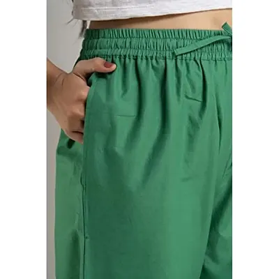 DORIYA Women Regular Fit Elastic Waist Full Length Solid Cotton Blend Palazzo Pant Trouser