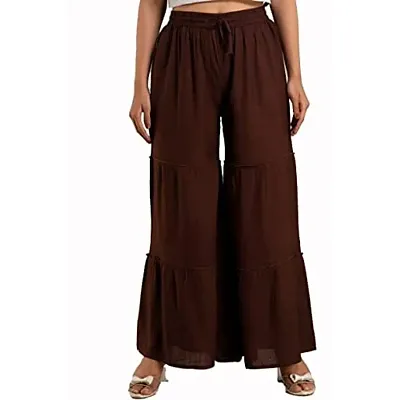 DORIYA Women Regular Fit Elastic Waist Full Length Rayon Sharara Pant Trouser