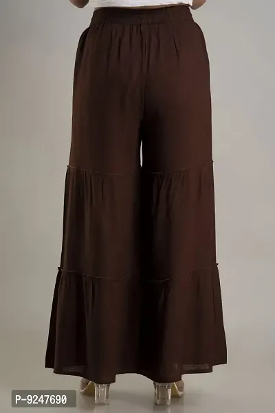 DORIYA Women Regular Fit Elastic Waist Full Length Rayon Sharara Pant Trouser-thumb2