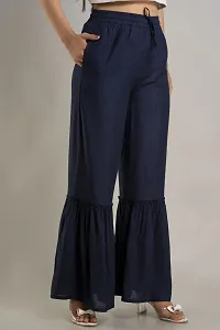 DORIYA Women Regular Fit Elastic Waist Full Length Rayon Sharara Pant Trouser-thumb2