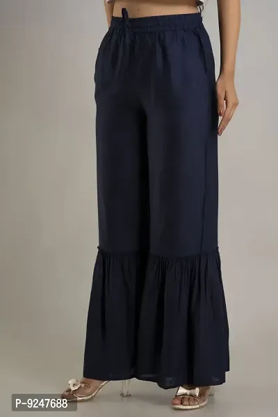 DORIYA Women Regular Fit Elastic Waist Full Length Rayon Sharara Pant Trouser-thumb4