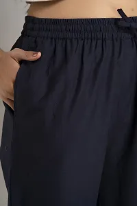 DORIYA Women Regular Fit Elastic Waist Full Length Solid Cotton Blend Palazzo Pant Trouser-thumb4