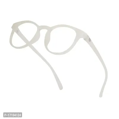 rofek Full Rim Round Anti-Glare Polycarbonate Clear Lens Spectacles Frame for Men and Women | Unisex Eyewear (White)-thumb3