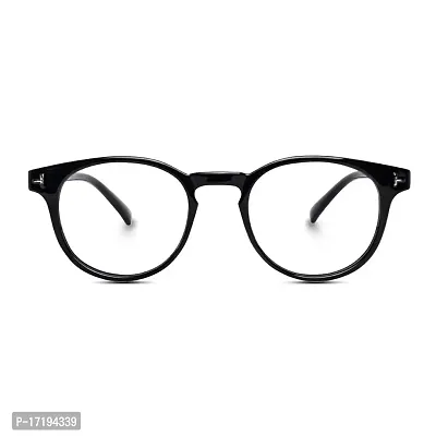 rofek Full Rim Round Anti-Glare Polycarbonate Clear Lens Spectacles Frame for Men and Women | Unisex Eyewear | Pink Eyeglasses (Black)-thumb0